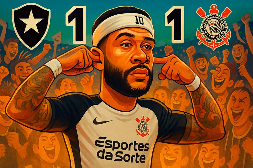 Botafogo 1 x 1 Corinthians: Empate como visitante e com time alternativo