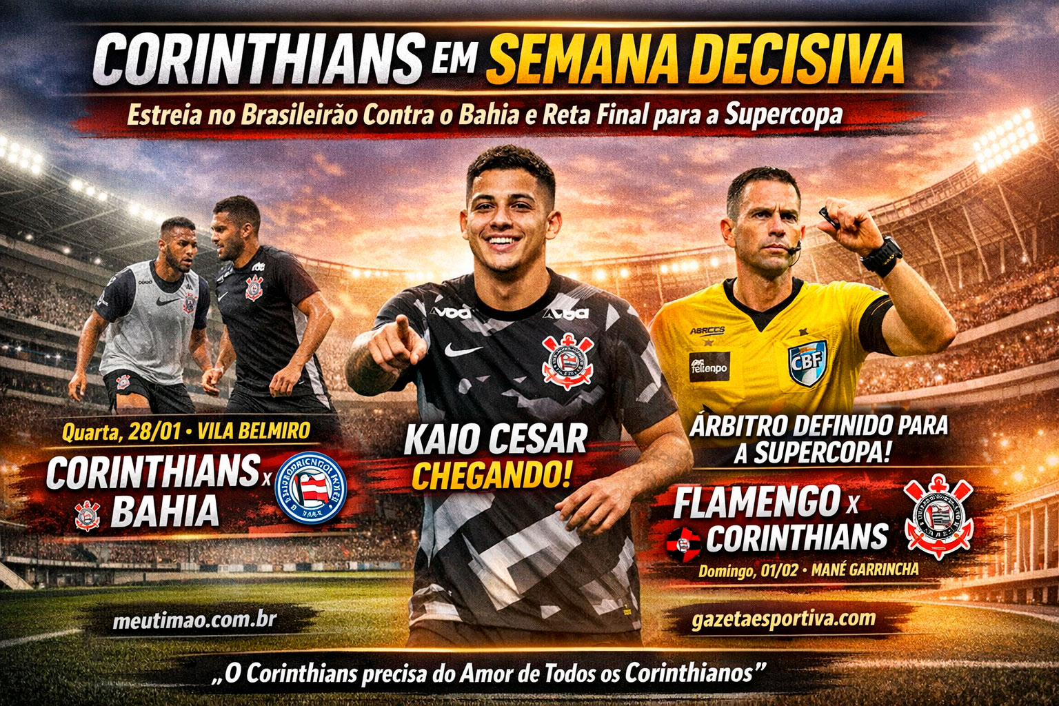 Corinthians em Semana Decisiva: Estreia no Brasileirão contra o Bahia e Reta Final para a Supercopa