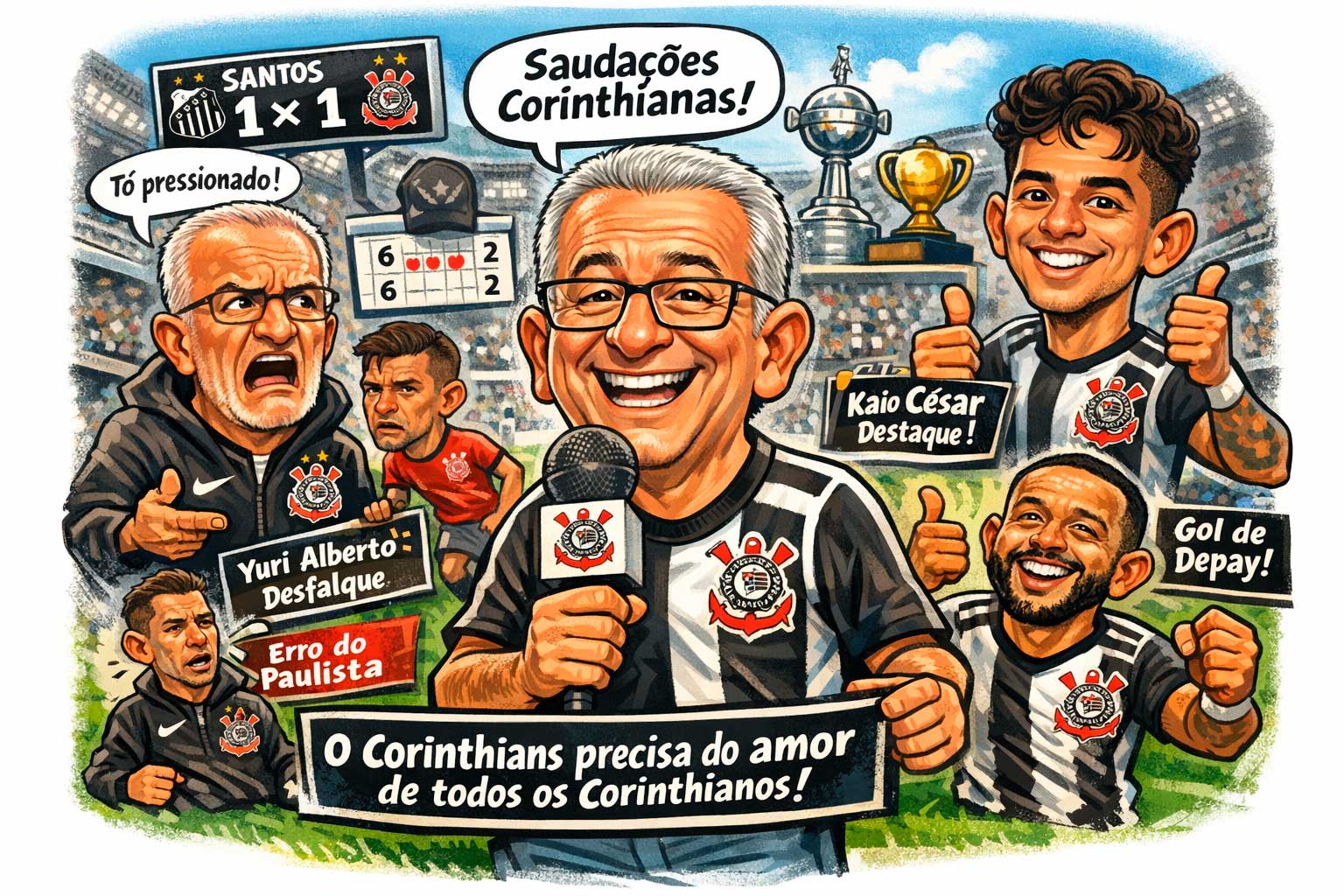 Santos 1 x 1 Corinthians: empate na Vila expõe limites do elenco, mas Kaio César e Memphis deixam sinais positivos